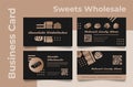 Chocolate distributor business card template set vector flat illustration. Company identification