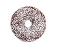 Chocolate donut with coconut sprinkles. Isolated. Clipping path