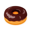Chocolate donut isometric cartoon on white background. Chocolate doughnut vector.