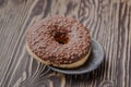 Chocolate donut,traditional Polish donut,a donut for an old recipe,home donut Royalty Free Stock Photo