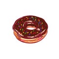 Chocolate Donut. Vector hand drawn Royalty Free Stock Photo