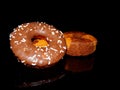 Chocolate donut with white crumbs