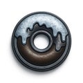 Chocolate Donut with White Icing and Metal Ring and Speckles Royalty Free Stock Photo