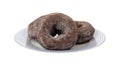 Chocolate Donuts Blue Striped Plate