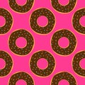 Chocolate donuts with colored glaze. Colorful seamless pattern. Royalty Free Stock Photo