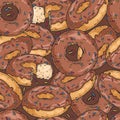Chocolate donuts colorful seamless pattern