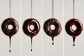 Dripping Chocolate Donuts: A Sweet Collage Royalty Free Stock Photo