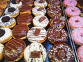 Chocolate donuts and fruit icing