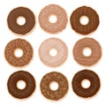 Chocolate Donuts Nine Dark Light Brown Varieties Collection