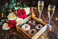 chocolate donuts and roses