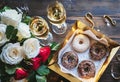 chocolate donuts and roses