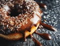 Chocolate doughnut with crunchy sprinkles