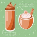 Chocolate drink set: cold with ice cream and hot with wripped cream Royalty Free Stock Photo