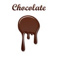 Chocolate drip splash. Chocolate liquid blot isolated white background. Shape melt dessert spot. 3D realistic design Royalty Free Stock Photo