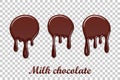 Chocolate drip splash set. Liquid blot isolated white transparent background. Melt dessert spot. 3D realistic design Royalty Free Stock Photo