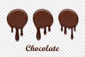 Chocolate drip splash set. Liquid blot isolated white transparent background. Melt dessert spot. 3D realistic design Royalty Free Stock Photo