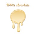 Chocolate drip splash. White chocolate liquid blot isolated white background. Shape melt dessert spot. 3D realistic Royalty Free Stock Photo