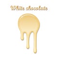 Chocolate drip splash. White chocolate liquid blot isolated white background. Shape melt dessert spot. 3D realistic Royalty Free Stock Photo