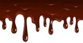 Chocolate dripping horyzontal border. Sweet liquid stain Royalty Free Stock Photo