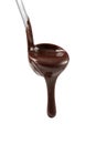 Chocolate dripping from ladle