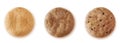 Chocolate drop cookies realistic vector, biscuit