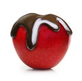 Chocolate drop on red apple fruit Royalty Free Stock Photo