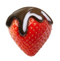 Chocolate drop on red berry strawberry Royalty Free Stock Photo