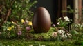 Chocolate Easter Egg Nestled In Spring Flowers Royalty Free Stock Photo