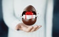 Chocolate Easter egg with surprise, gift box inside Royalty Free Stock Photo