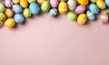 chocolate easter eggs in a basket. Background with Easter eggs. Template with empty s Royalty Free Stock Photo