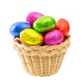 Chocolate easter eggs in colorful foil