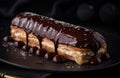 Chocolate Eclair Cake, Delicious Delicious Dessert, Cocoa Eclair, Abstract Generative AI Illustration