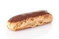 Chocolate eclair french pastry isolated Royalty Free Stock Photo