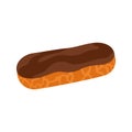 Chocolate eclair pastry vector illustration. Traditional French dessert.