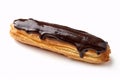 Chocolate eclair pastry on white background Royalty Free Stock Photo