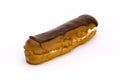 Chocolate eclaire over white Royalty Free Stock Photo