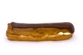 Chocolate eclaire over white