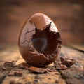 Chocolate Egg, Broken Open Easter Egg, Copy Space
