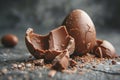 Chocolate Egg, Broken Open Easter Egg, Copy Space Royalty Free Stock Photo