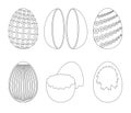 Chocolate egg isolated outline set icon. Outline set icon chocolate shell. Vector illustration egg surprise on white