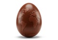 Chocolate egg world map isolated on white background Royalty Free Stock Photo