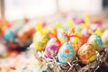 chocolate eggs wrapped in foil, assorted colors, closeup Royalty Free Stock Photo