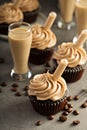 Chocolate espresso cupcakes with irish cream liquor Royalty Free Stock Photo