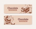 Chocolate exclusive shop vector banner templates set. Confectionery advertisements collection. Sweet delicious dessert