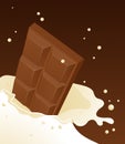 Chocolate falling in milk Royalty Free Stock Photo