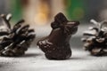 Chocolate figurines-Santa Claus, hare, horse, dragon, bell Royalty Free Stock Photo