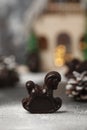 Chocolate figurines-Santa Claus, hare, horse, dragon, bell Royalty Free Stock Photo