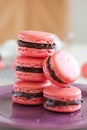 Chocolate filled macarons Royalty Free Stock Photo