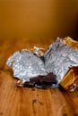 Chocolate flake with gold foil Royalty Free Stock Photo