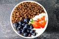 Chocolate Flavoured Breakfast Cereals With Fresh Fruit Royalty Free Stock Photo